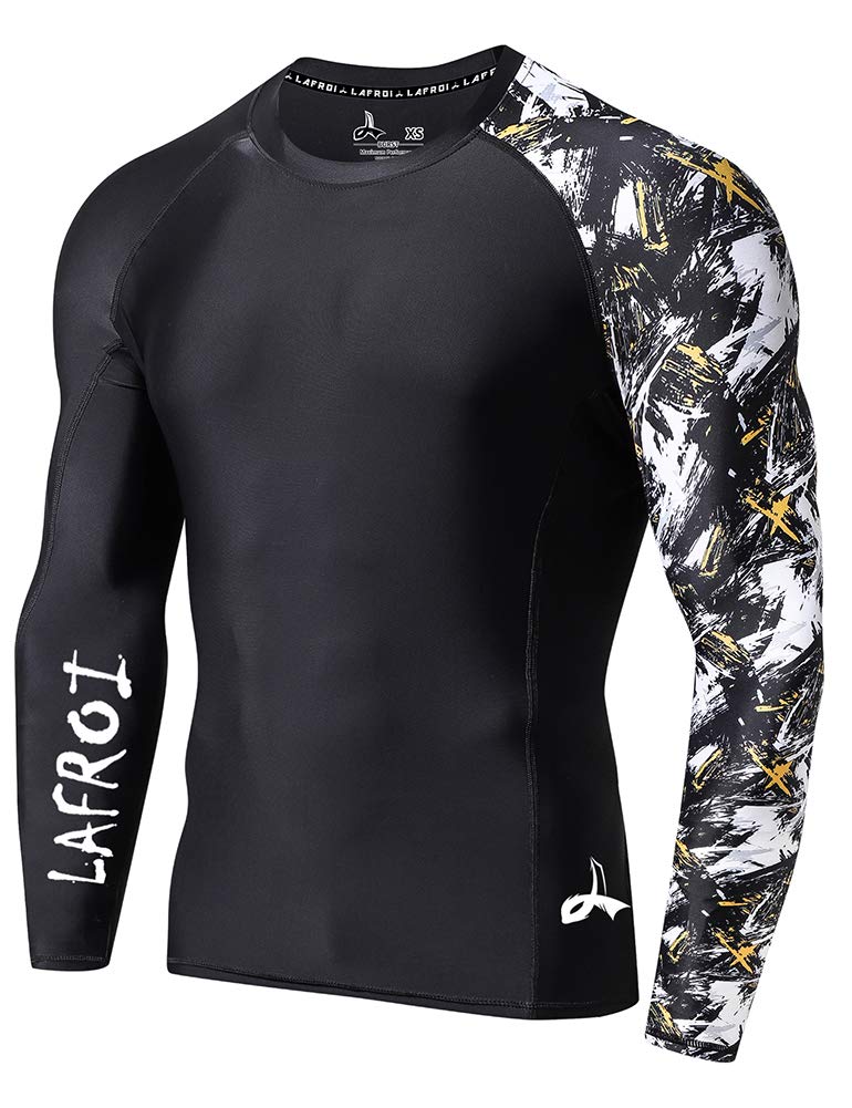 LAFROI Men's Long Sleeve UPF 50+ Baselayer Skins Performance Fit Compression Rash Guard-CLYYB Asym Swipes Size XL - Image 1